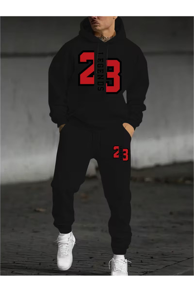 Sweet Cotton Men's Hooded winter 23 Printed tracksuit set-top and bottom set