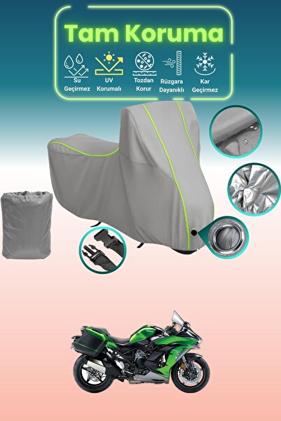 Dokaca Neo غطاء محرك متوافق مع كاواساكي نينجا H2 SX باللون الرمادي النيون قما...