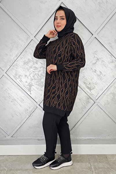 PYS KADIN ETNİK DALGA DESENLİ TESETTÜR TUNİK
