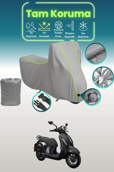 Dokaca Neo غطاء محرك متوافق مع باجاج تشيتاك، غطاء واقي، رمادي نيون قماش مجدّل