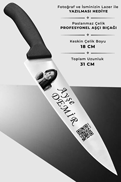 Üniformanya İsim ve Fotoğraf Hediyeli Aşçı Bıçağı, Şef Bıçakları, Chef İsimli...
