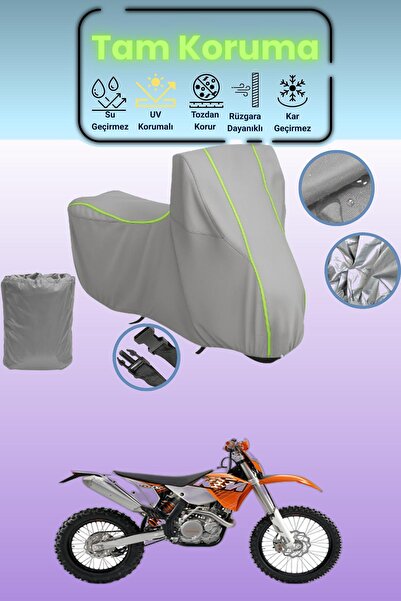 Dokaca Neo غطاء دراجة نارية رمادي نيون قماش مجدّل KTM 400 SXC متوافق، غطاء وا...
