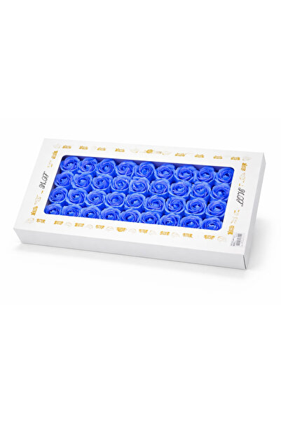 OEM Set of 50 Scented Soap Roses in Elegant Gift Box 44x23 cm Indigo Blue
