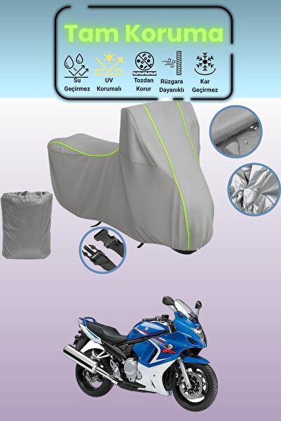 Dokaca Neo غطاء دراجة نارية رمادي نيون قماش مجدّل سوزوكي جي إس إكس 650 إف، غط...