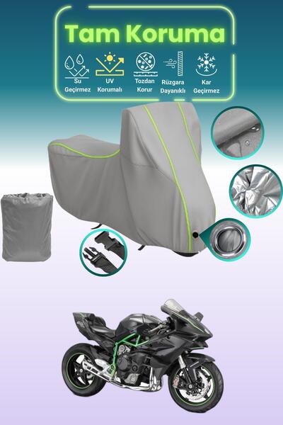 Dokaca Neo غطاء محرك متوافق مع كاواساكي نينجا H2 باللون الرمادي النيون قماش م...