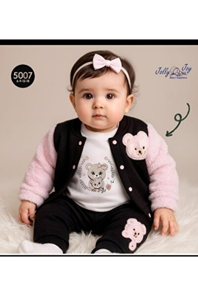 JOLY JOY Bear Patterned 3-Piece Winter Girl's Set