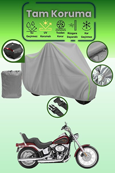 Dokaca Neo حقيبة خلفية رمادية نيون قماش مجدّل متوافقة مع هارلي ديفيدسون سوفتي...