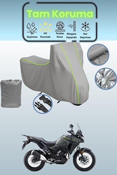 Dokaca Neo غطاء دراجة نارية رمادي نيون قماش مجدّل متوافق مع كاواساكي فيرسيس X...