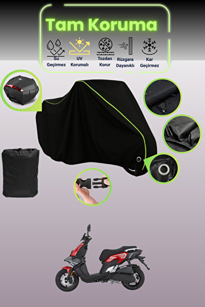 Dokaca Neo قماش دراجة نارية أسود نيون قماش مجدّل متوافق مع قفل وحقيبة خلفية م...