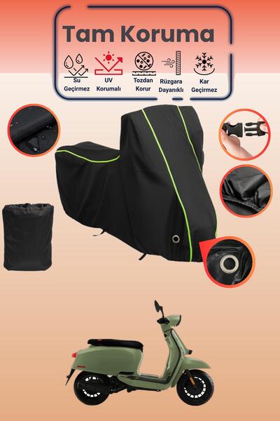 Dokaca Neo غطاء دراجة نارية متوافق مع لامبريتا V50 باللون الأسود النيون قماش ...