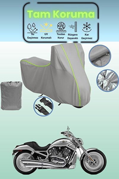 Dokaca Neo غطاء دراجة نارية رمادي نيون قماش مجدّل متوافق مع هارلي-ديفيدسون VR...