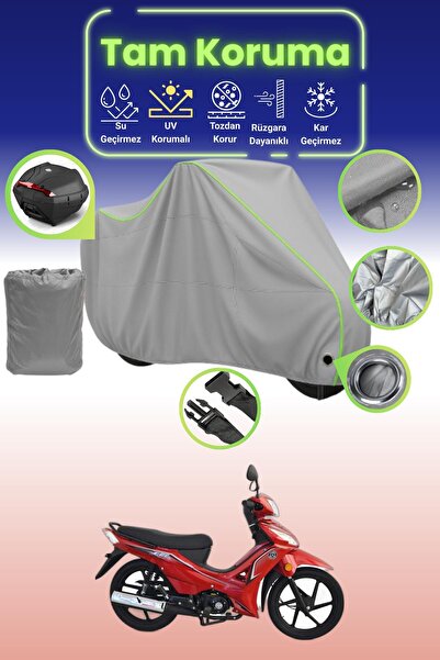 Dokaca Neo غطاء دراجة نارية رمادي نيون قماش مجدّل متوافق مع Kuba Ege 100، غطا...