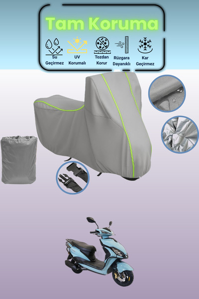 Dokaca Neo غطاء دراجة نارية رمادي نيون قماش مجدّل أورورا فريدوم 50 متوافق، غط...