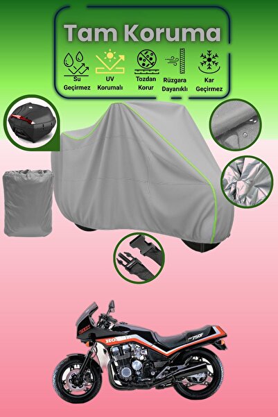 Dokaca Neo حقيبة خلفية رمادية نيون قماش مجدّل متوافقة مع هوندا CBX 750 F، غطا...