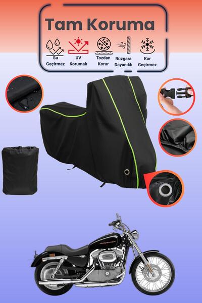 Dokaca Neo غطاء دراجة نارية أسود نيون قماش مجدّل متوافق مع هارلي ديفيدسون سبو...