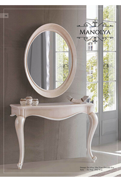Dekordelisi Antik Avantgarde Mobilya bej renk duvara monte aynalı 2 li Manoly...