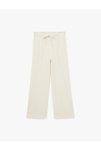 Koton Wide Leg Viscose Pants with Tie Waist