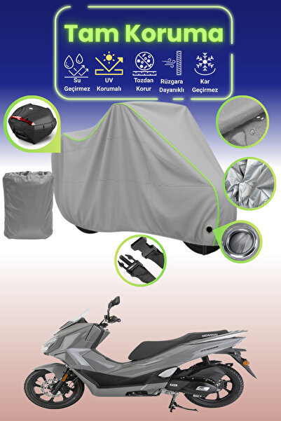 Dokaca Neo غطاء دراجة نارية رمادي نيون قماش مجدّل متوافق مع قفل وحقيبة خلفية ...