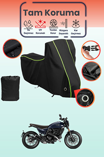 Dokaca Neo غطاء دراجة نارية أسود نيون قماش مجدّل متوافق مع دوكاتي سكرامبلر نا...