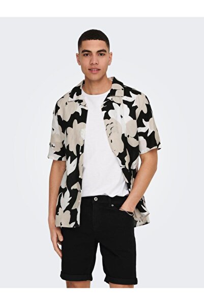 Only & Sons Ανδρικό πουκάμισο ONSTREV REG CTN LIN AOP SS NOOS OS22025125-4164888