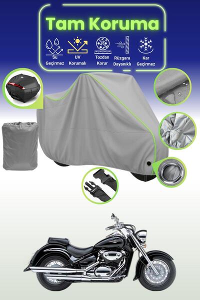 Dokaca Neo حقيبة خلفية وقفل رمادي نيون قماش مجدّل متوافقة مع سوزوكي VL 800 فو...