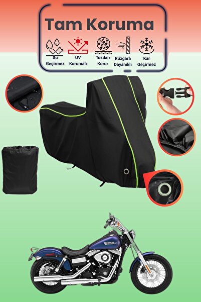 Dokaca Neo غطاء دراجة نارية أسود نيون قماش مجدّل متوافق مع هارلي ديفيدسون داي...