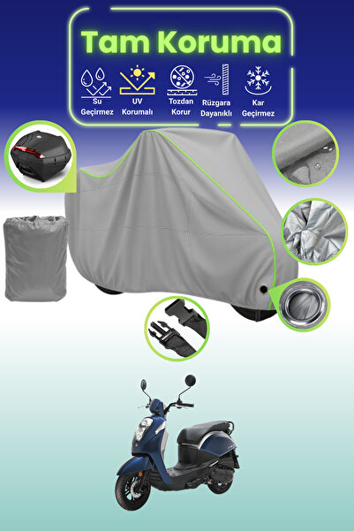 Dokaca Neo Gray Neon Corded Fabric Lock and Tail Bag Compatible Sym Mio 100 C...