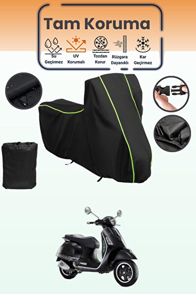 Dokaca Neo Siyah Neon Fitilli Vespa GTS 250 Uyumlu Motor Branda, Koruyucu Ört...