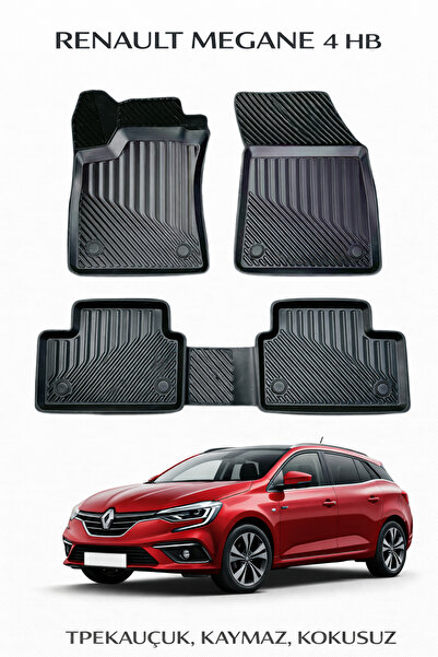 Black Gold Renault Megane 4 Hatchback Uyumlu 3D Havuzlu Oto Paspas Premium
