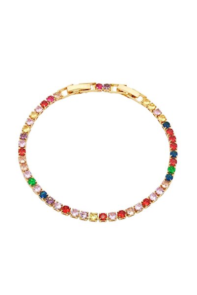 Bijuteria SORELLY Brățară tenis multicoloră placată cu aur de 14k, 3 mm
