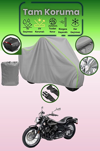 Dokaca Neo حقيبة خلفية رمادية نيون قماش مجدّل متوافقة مع ياماها XVS 650 دراج ...