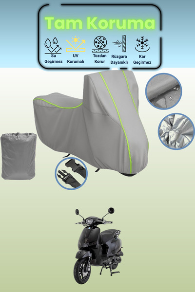 Dokaca Neo غطاء دراجة نارية رمادي نيون قماش مجدّل مونديال 50 وينج متوافق، غطا...