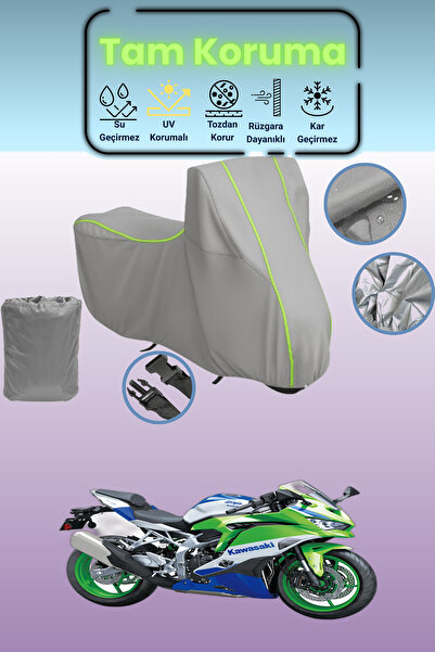 Dokaca Neo غطاء دراجة نارية رمادي نيون قماش مجدّل متوافق مع كاواساكي نينجا ZX...