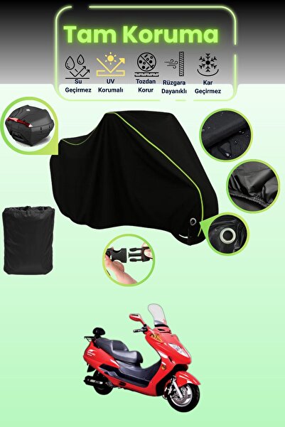 Dokaca Neo قماش دراجة نارية متوافق مع قفل وحقيبة خلفية باللون الأسود النيون ق...