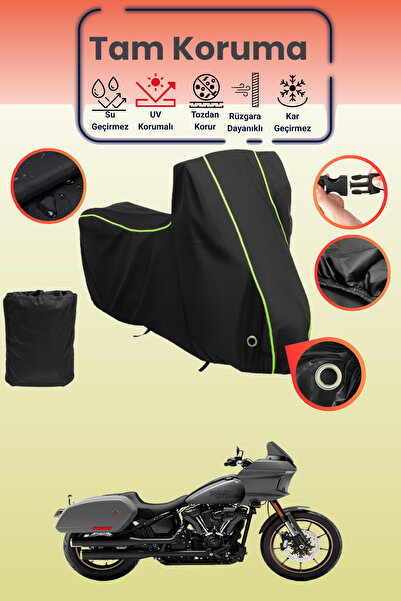 Dokaca Neo غطاء دراجة نارية أسود نيون قماش مجدّل متوافق مع هارلي ديفيدسون لو ...
