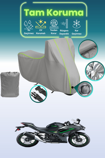 Dokaca Neo غطاء محرك متوافق مع دراجة كاواساكي نينجا قماش مجدّل باللون الرمادي...