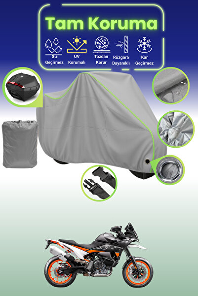 Dokaca Neo حقيبة خلفية رمادية نيون قماش مجدّل متوافقة مع KTM 890 SMT، غطاء حم...