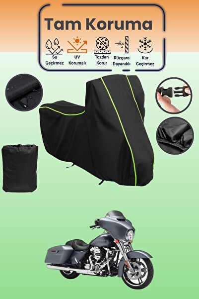 Dokaca Neo غطاء حماية أسود نيون قماش مجدّل متوافق مع دراجة هارلي ديفيدسون FLH...