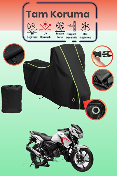 Dokaca Neo غطاء دراجة نارية متوافق مع TVS Apache RTR 160 من Black Neon قماش م...