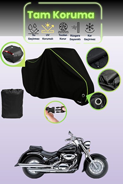 Dokaca Neo حقيبة خلفية وقفل أسود نيون قماش مجدّل متوافقة مع سوزوكي VL 800 فول...