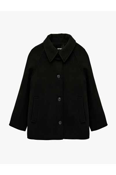 Koton Düğmeli Uzun Reglan Kollu Kaşe Kaban