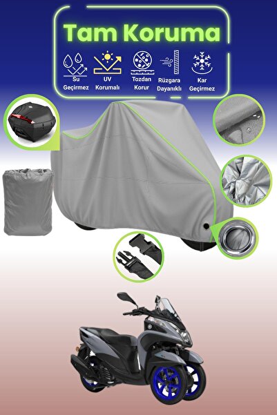 Dokaca Neo حقيبة خلفية وقفل رمادي نيون قماش مجدّل متوافقة مع ياماها تريسيتي 1...