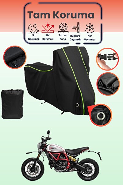 Dokaca Neo غطاء دراجة نارية أسود نيون قماش مجدّل متوافق مع دوكاتي سكرامبلر دي...