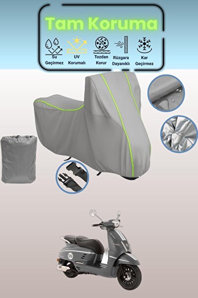 Dokaca Neo غطاء دراجة نارية رمادي نيون قماش مجدّل متوافق مع بيجو دانجو 50، غط...