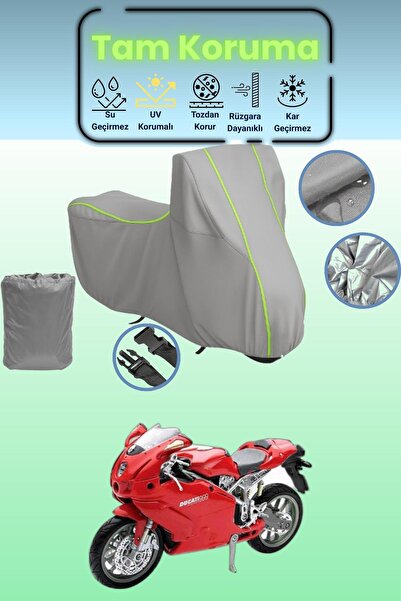 Dokaca Neo غطاء دراجة نارية رمادي نيون قماش مجدّل متوافق مع دوكاتي 999، غطاء ...
