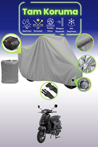 Dokaca Neo غطاء دراجة نارية رمادي نيون قماش مجدّل متوافق مع قفل وحقيبة خلفية ...