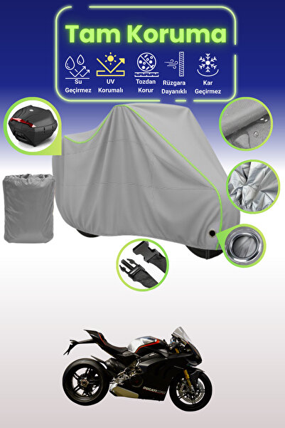 Dokaca Neo حقيبة خلفية وقفل رمادي نيون قماش مجدّل متوافقة مع دراجة دوكاتي بان...