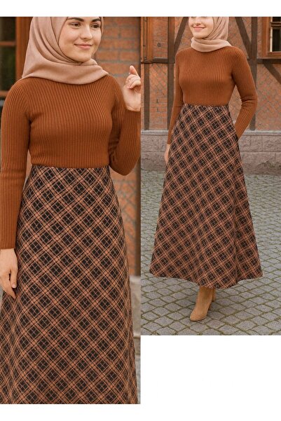 Modaytesettür Kışlık Kloş Etek Ekose Çan Model