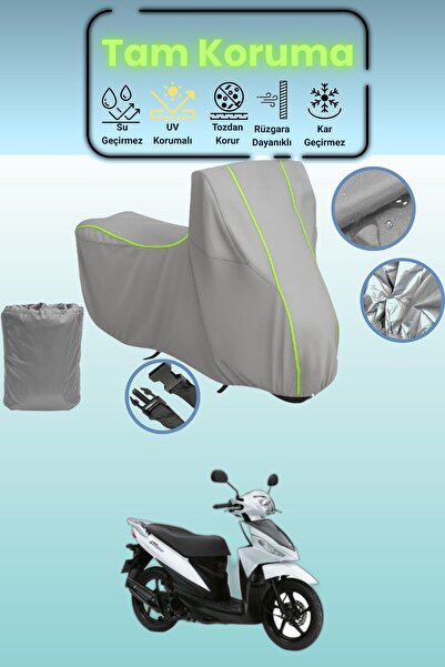 Dokaca Neo غطاء دراجة نارية رمادي نيون قماش مجدّل متوافق مع سوزوكي أدريس، غطا...