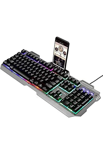 Datazone USB Wired Keyboard With RGB Multicolor LED Backlight - Mechanical Feel - Black Ak800